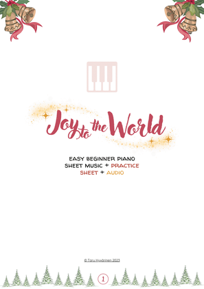 Easy Beginner Piano PRACTICE SHEET + AUDIO Piano Sheet Music 'Joy to the World'