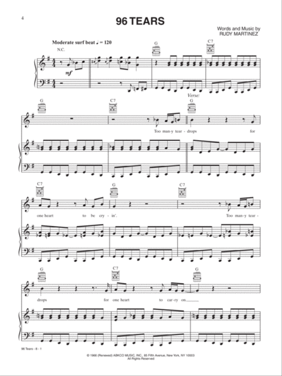 96 Tears Piano, Vocal, Guitar scores gallery preview page 1