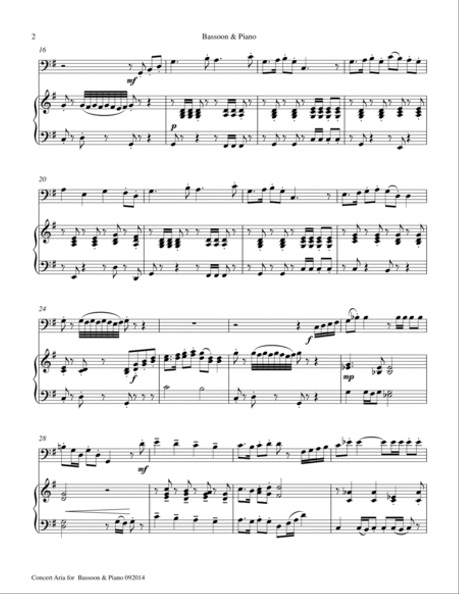 Concert Aria for Bassoon & Piano Woodwind Duet scores gallery preview page 2