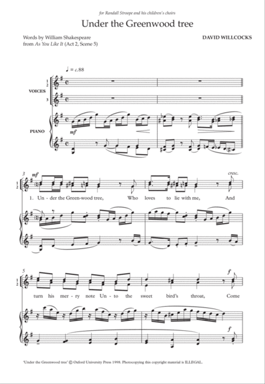 Under the Greenwood tree Under the Greenwood tree SSA scores gallery preview page 1