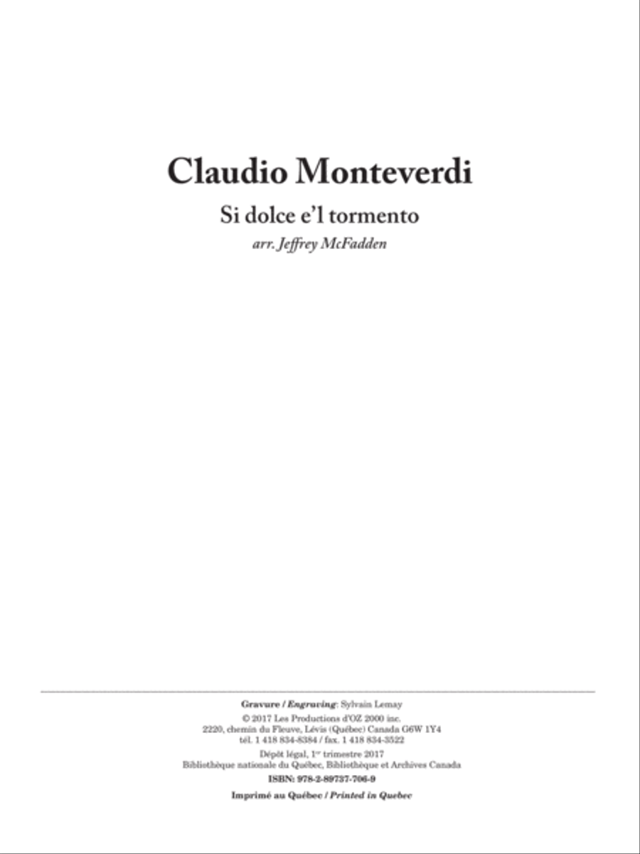 Si dolce e’l tormento