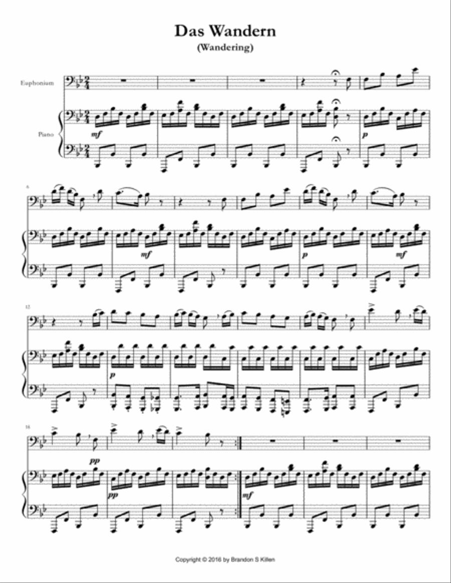 Das Wandern for Euphonium and Piano Euphonium scores gallery preview page 3