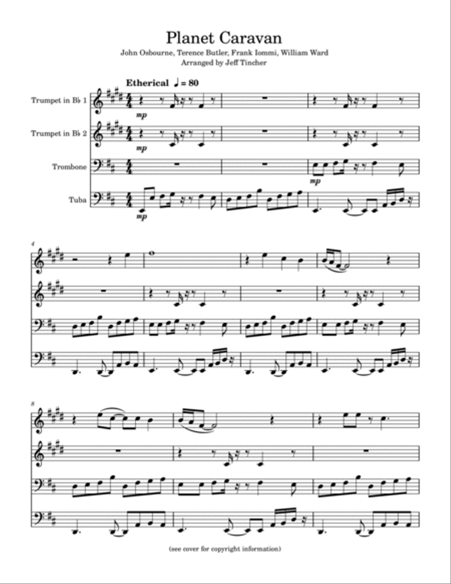 Planet Caravan Brass Quartet scores gallery preview page 2
