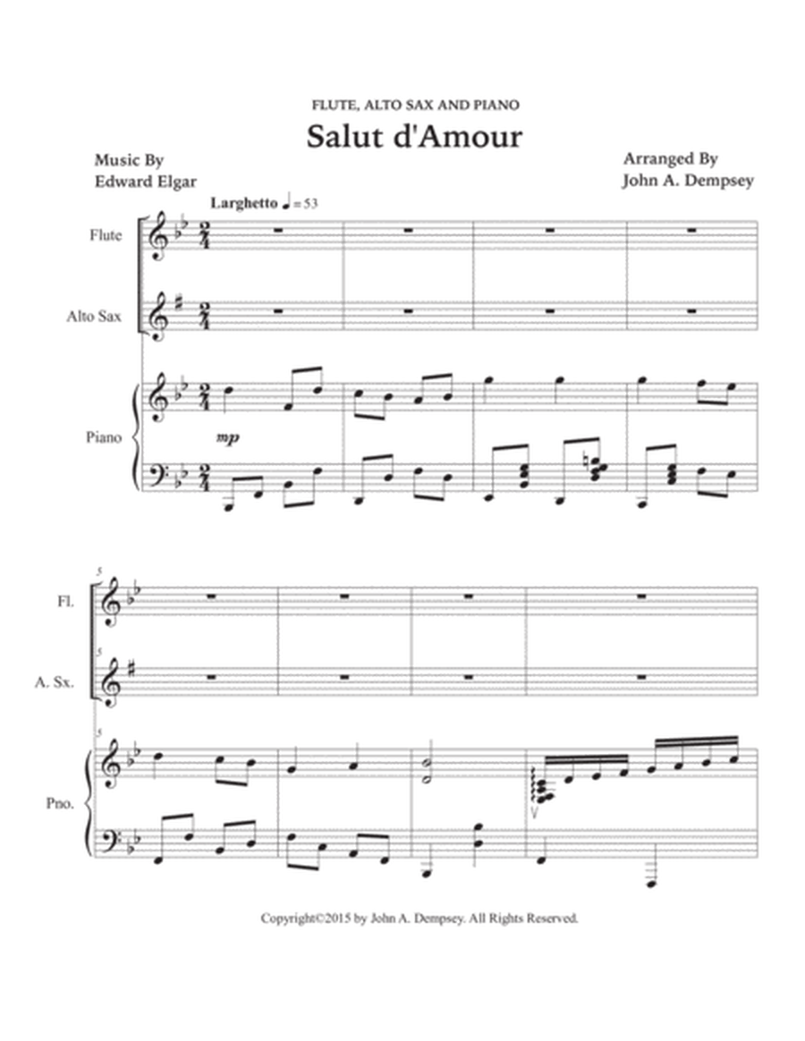 Salut d'Amour (Love's Greeting): Trio for Flute, Alto Sax and Piano image number null