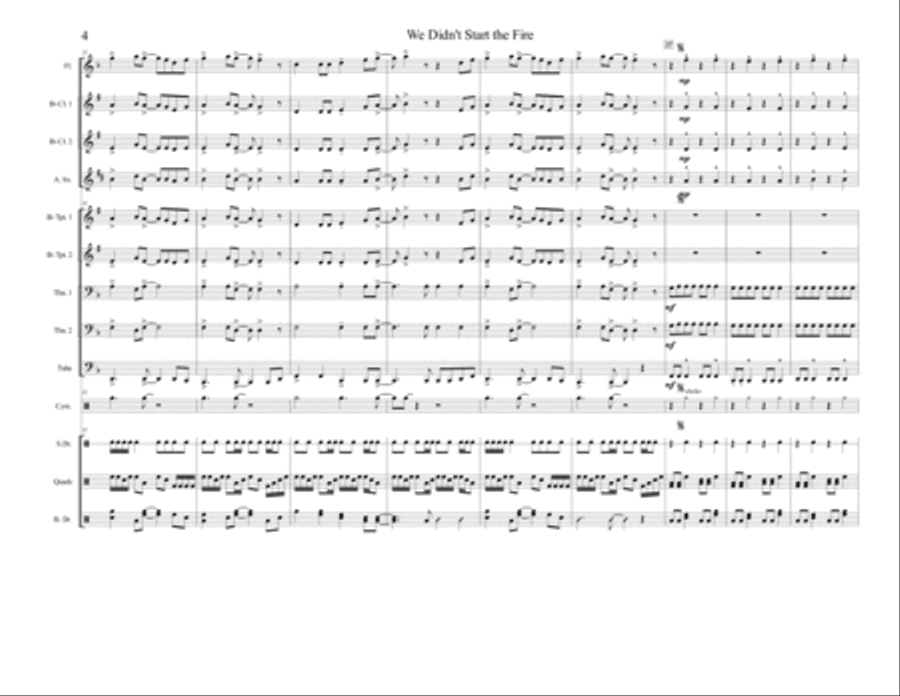 We Didn't Start The Fire Marching Band scores gallery preview page 4