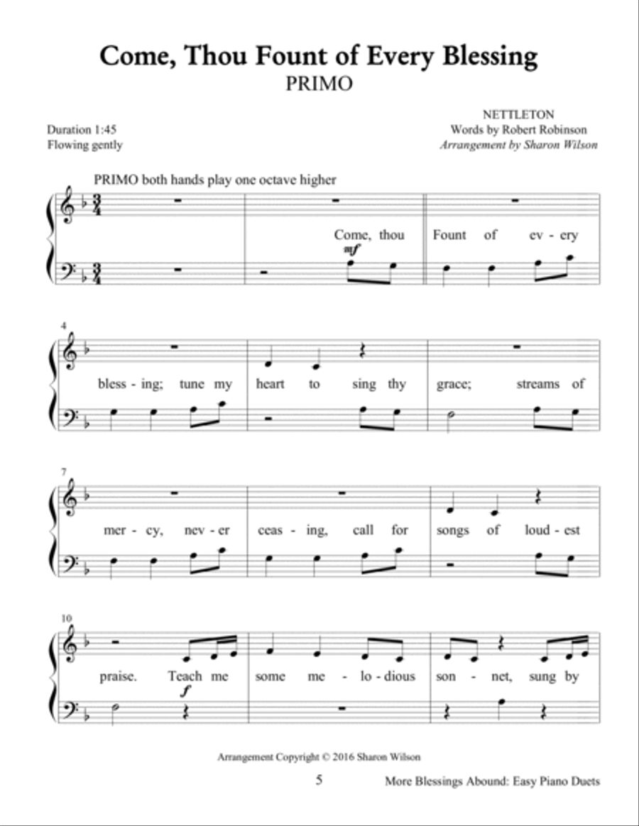 More Blessings Abound (Easy Piano Duets for 1 Piano, 4 Hands) Easy Piano scores gallery preview page 6