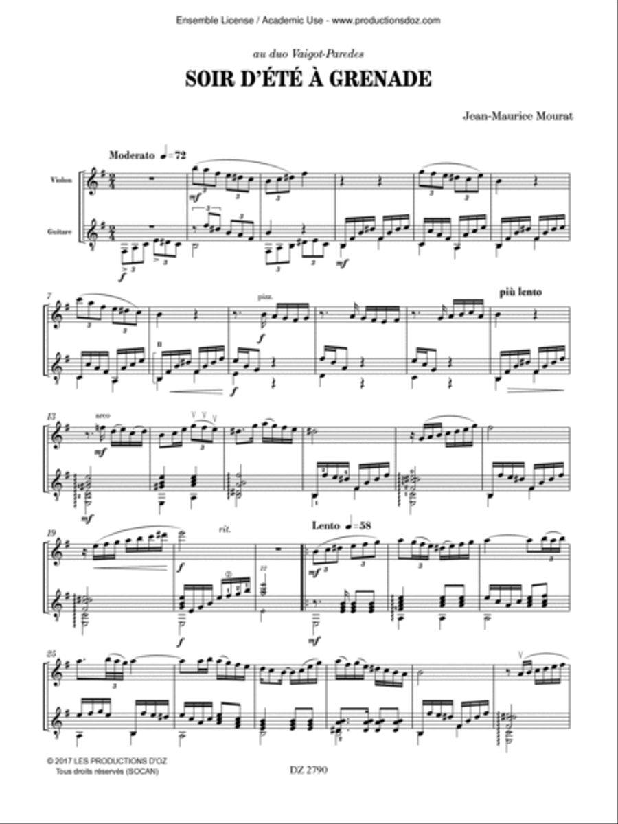 Soir d’été à Grenade Violin scores gallery preview page 3