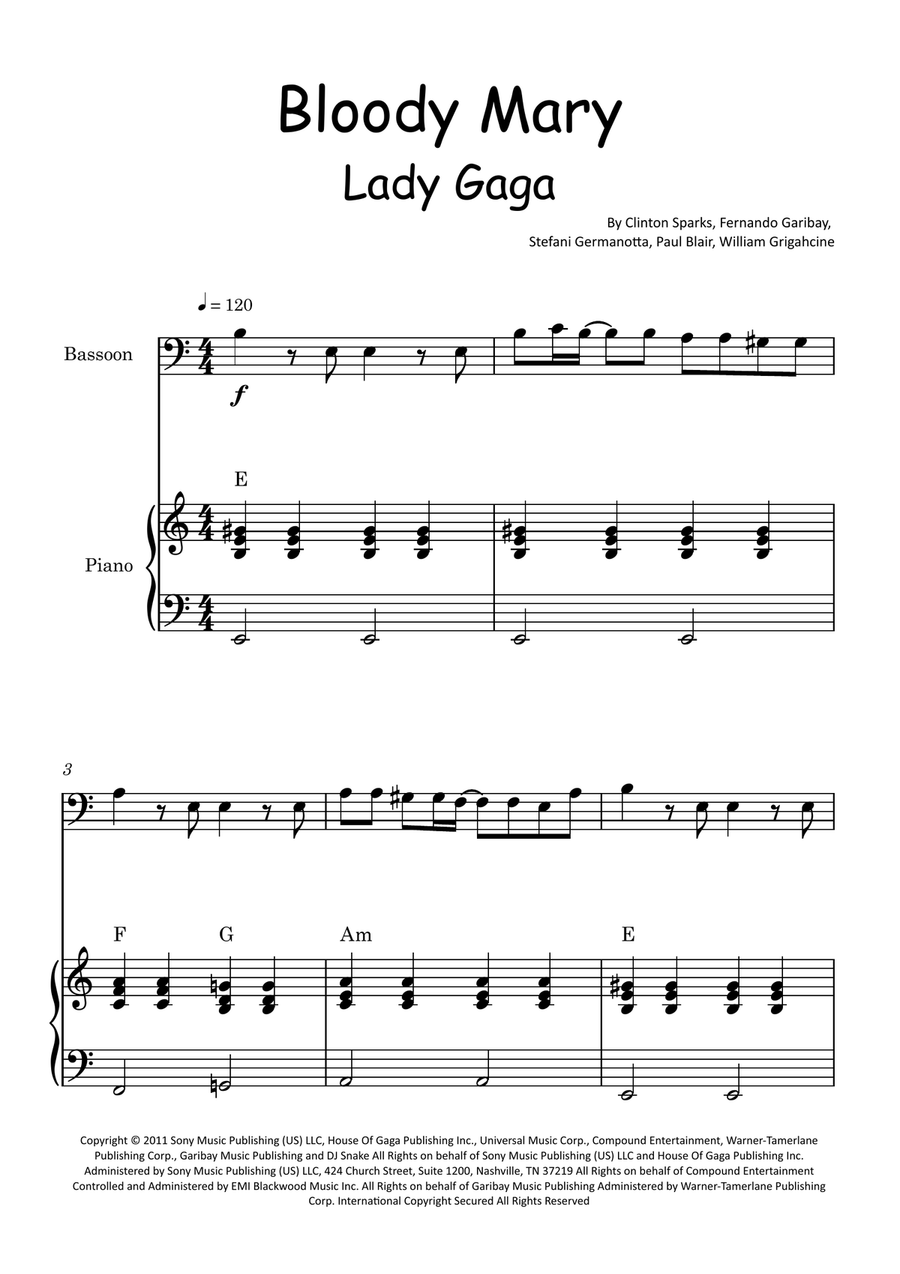 Bloody Mary Bassoon scores gallery preview page 1