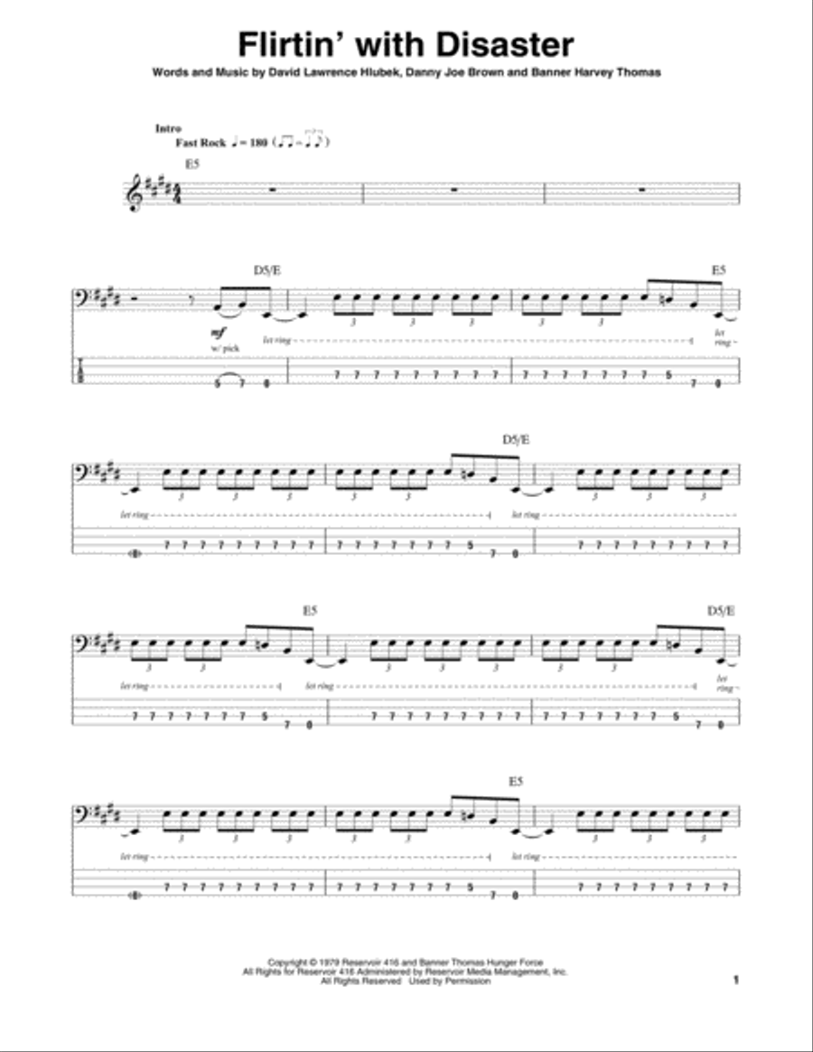 Flirtin' With Disaster Flirtin' With Disaster Guitar Tablature scores gallery preview page 1