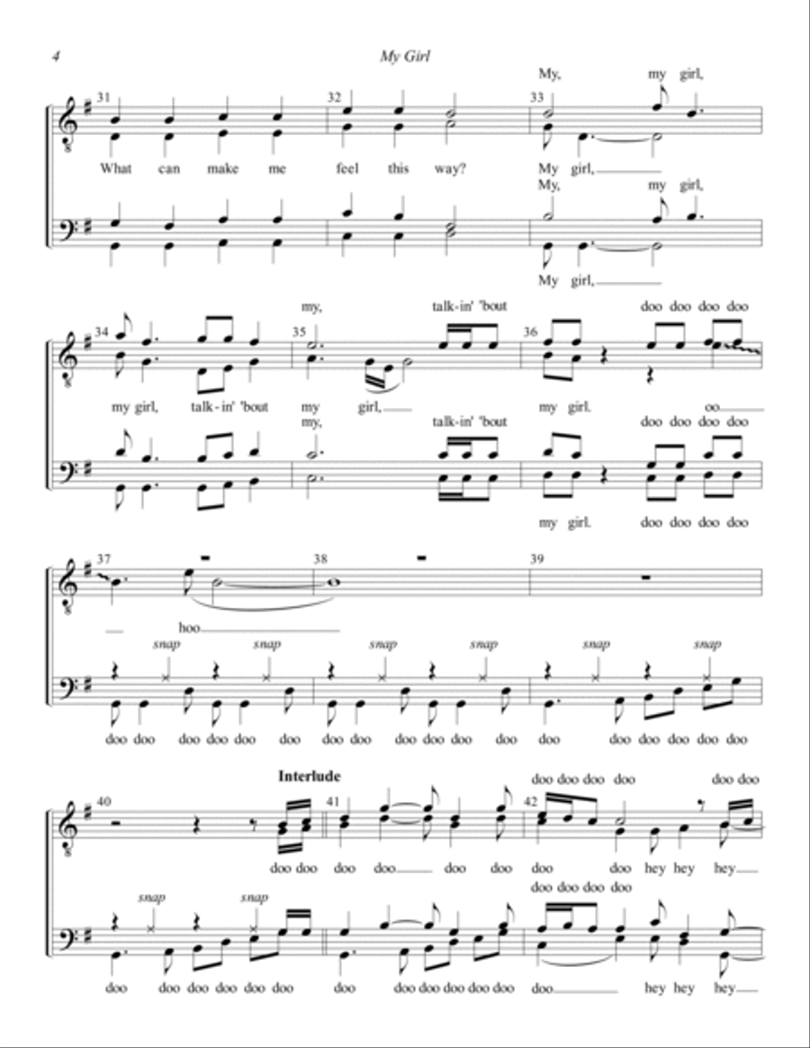 My Girl (arr. Rob Campbell) TTBB scores gallery preview page 4