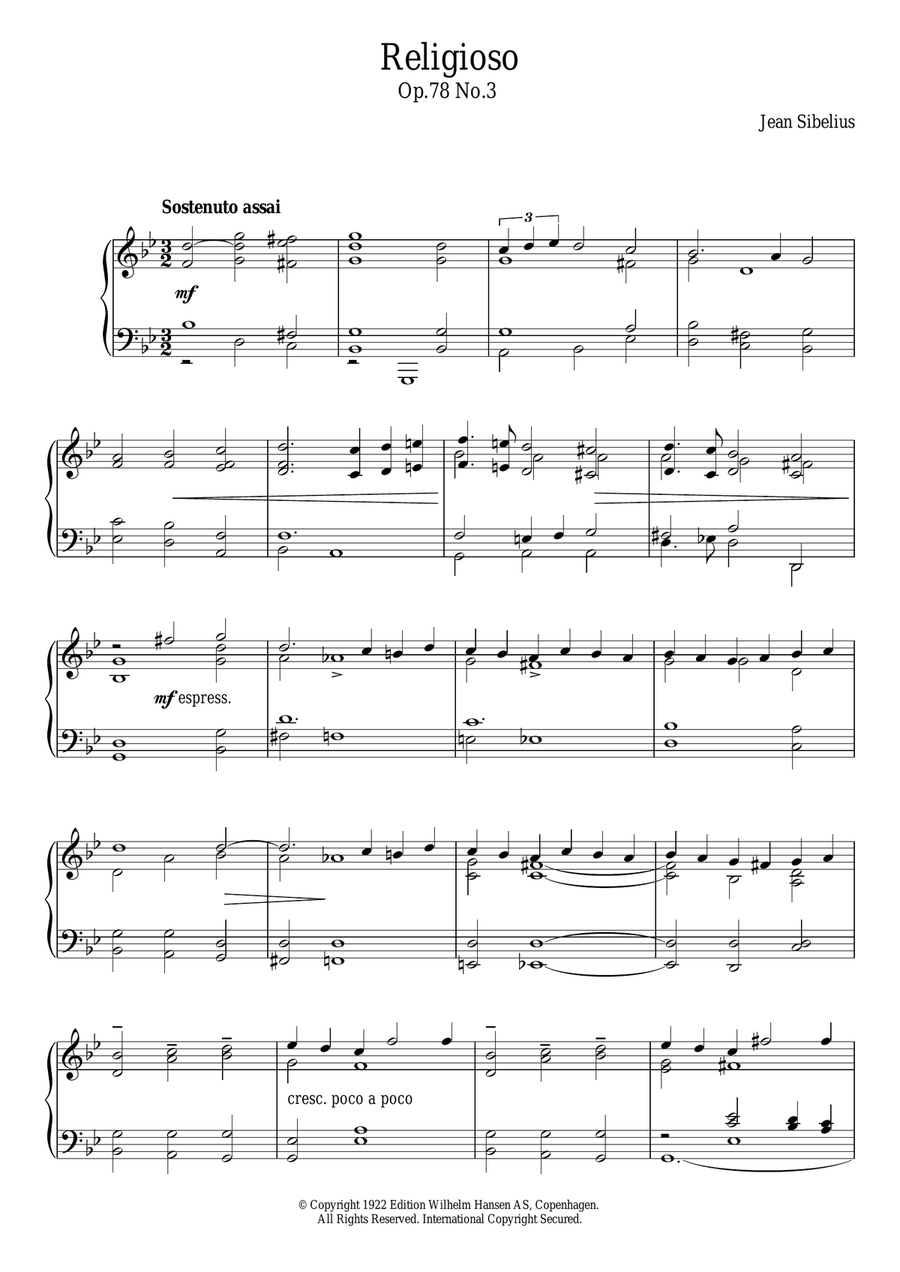 Religioso, Op.78 No.3 Religioso, Op.78 No.3 Piano Solo scores gallery preview page 1
