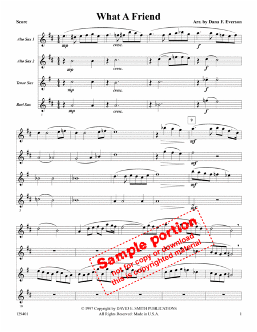 What A Friend What A Friend Saxophone Quartet scores gallery preview page 2