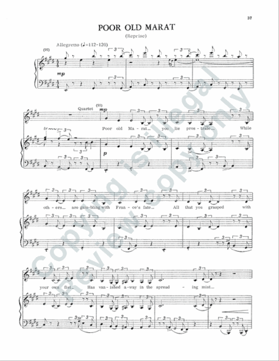 The persecution and assassination of Jean-Paul Marat as performed by the inmates of the Asylum of Charenton under the direction of the Marquis de Sade (Vocal Score) 4-Part scores gallery preview page 21