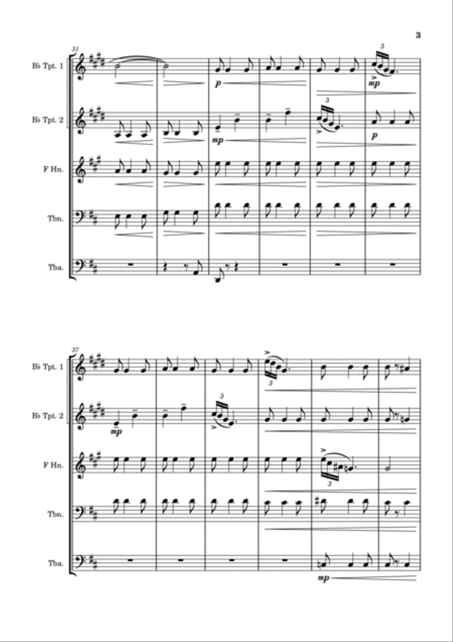 La Calinda - Frederick Delius - Brass Quintet Brass Quintet scores gallery preview page 3