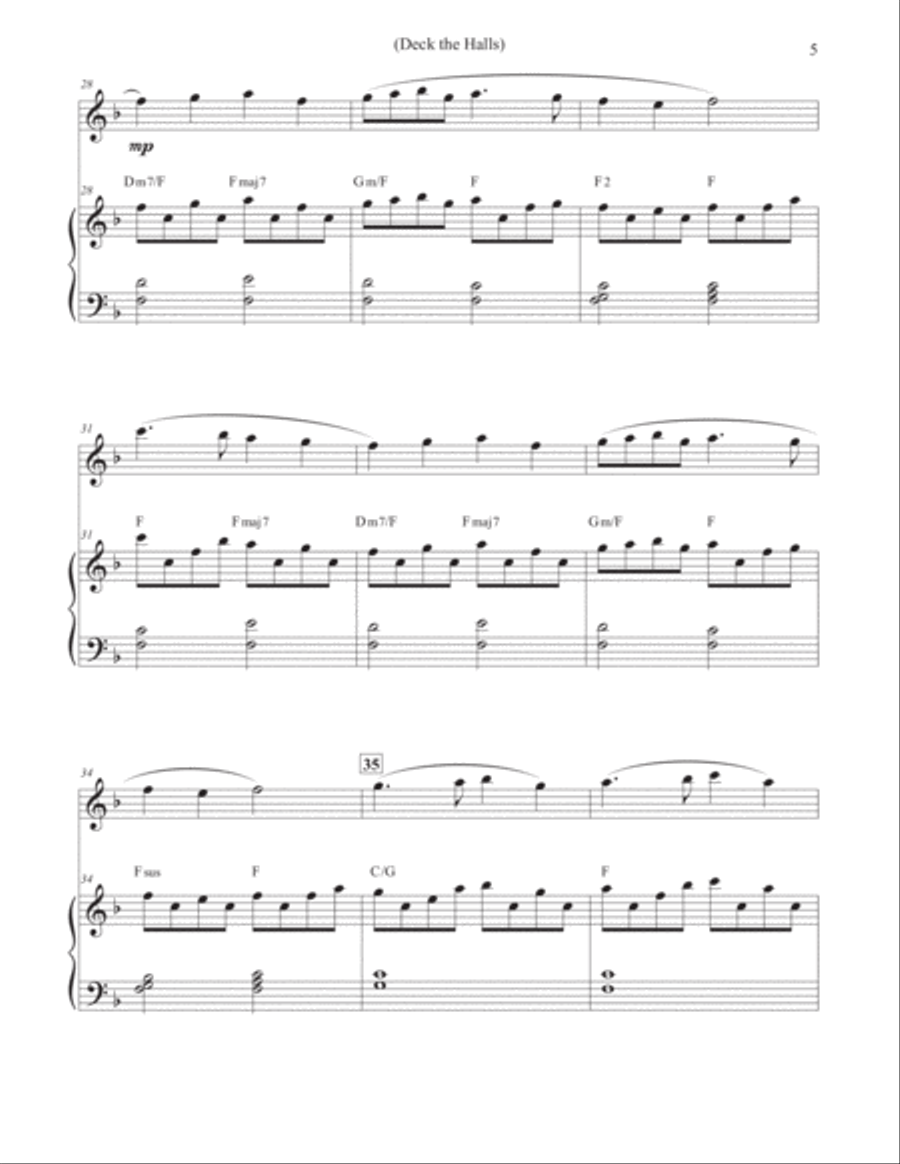 Deck the Halls - Christmas Flute & Piano Flute Solo scores gallery preview page 5