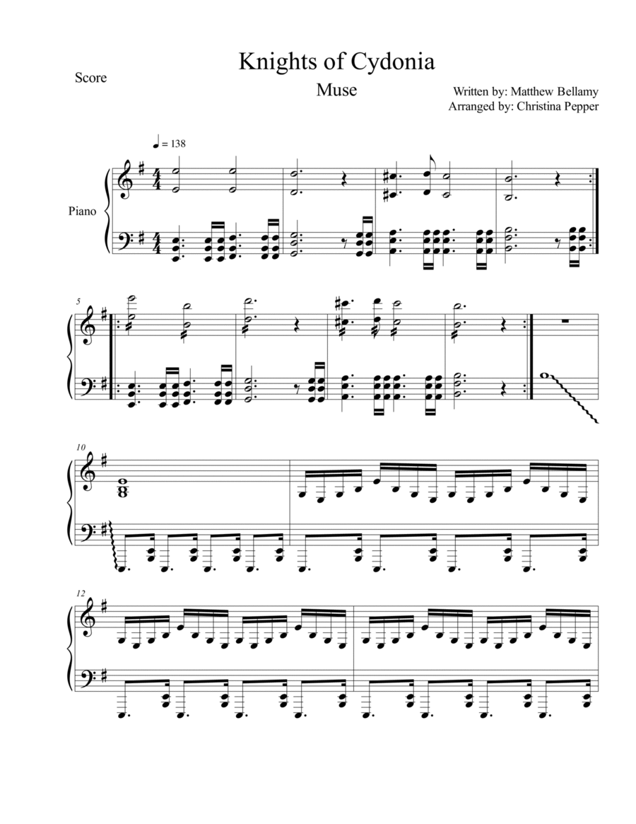 Knights Of Cydonia Piano Solo scores gallery preview page 1
