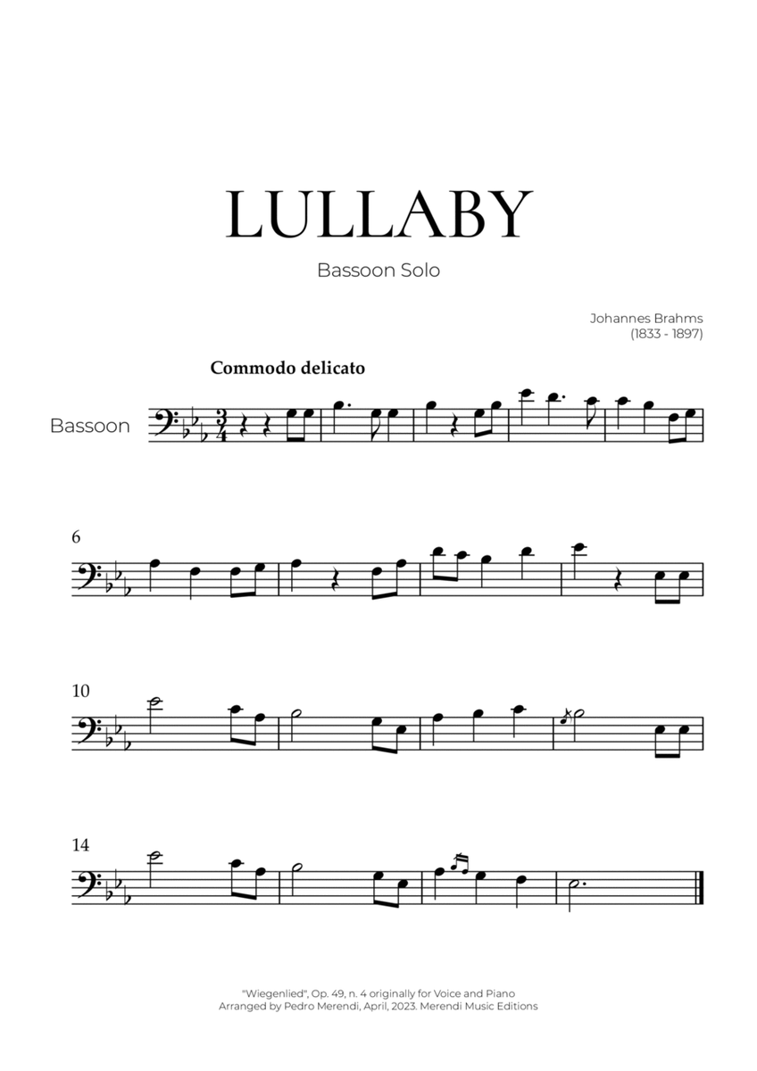 Lullaby (Bassoon Solo) - Johannes Brahms image number null