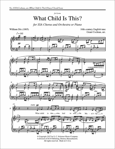 What Child is This? (Piano/choral score)