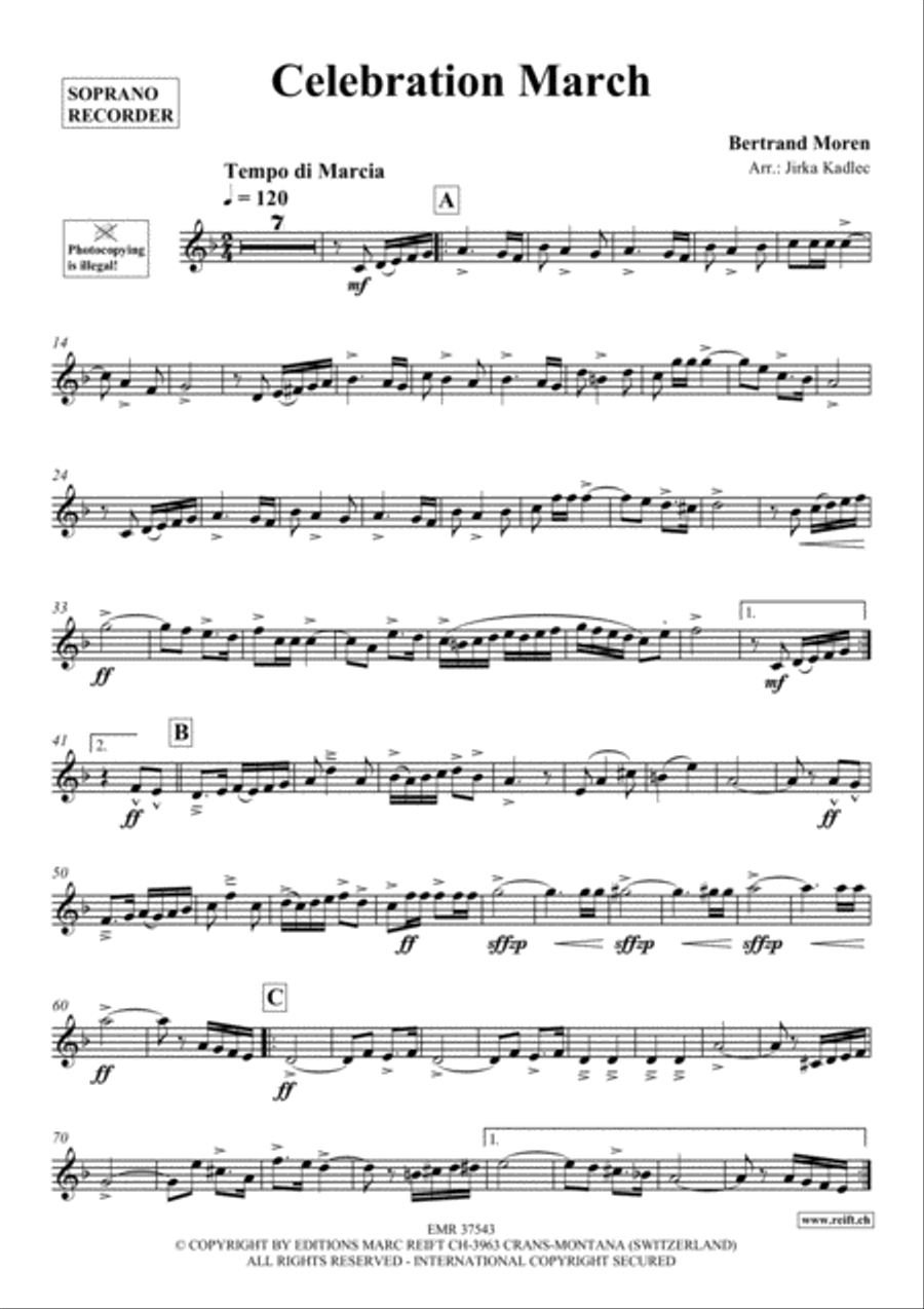 Celebration March Soprano Recorder scores gallery preview page 2