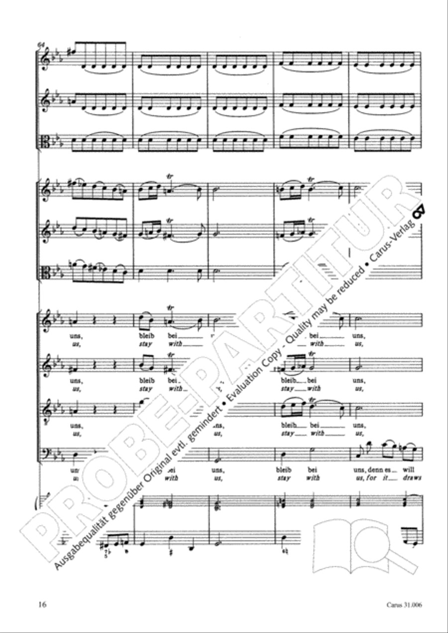 Stay with us, for it draws on toward evening (Bleib bei uns, denn es will Abend werden) 4-Part scores gallery preview page 17