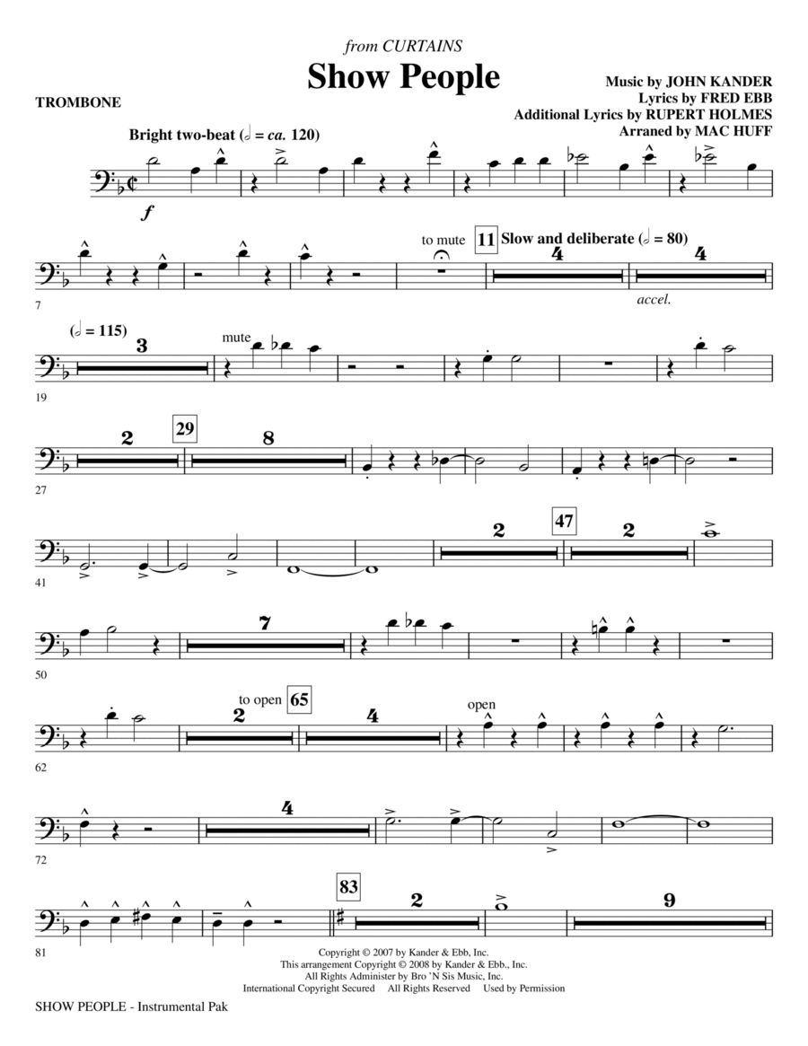 Show People - Trombone Show People - Trombone Choir scores gallery preview page 1