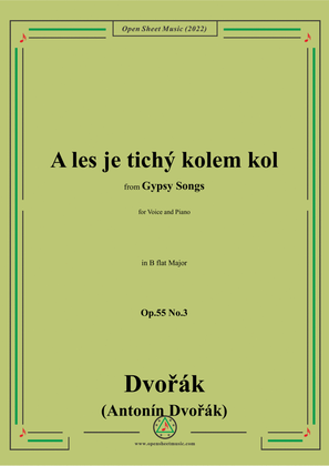 Book cover for Dvořák-A les je tichý kolem kol,in B flat Major,Op.55 No.3,from Gypsy Songs,for Voice and Piano