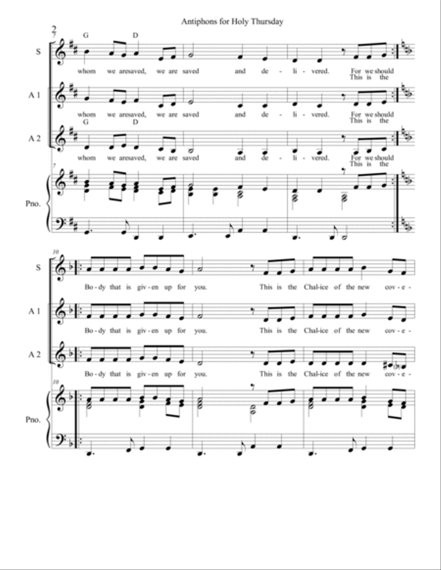 Antiphons for Holy Thursday A Cappella scores gallery preview page 2