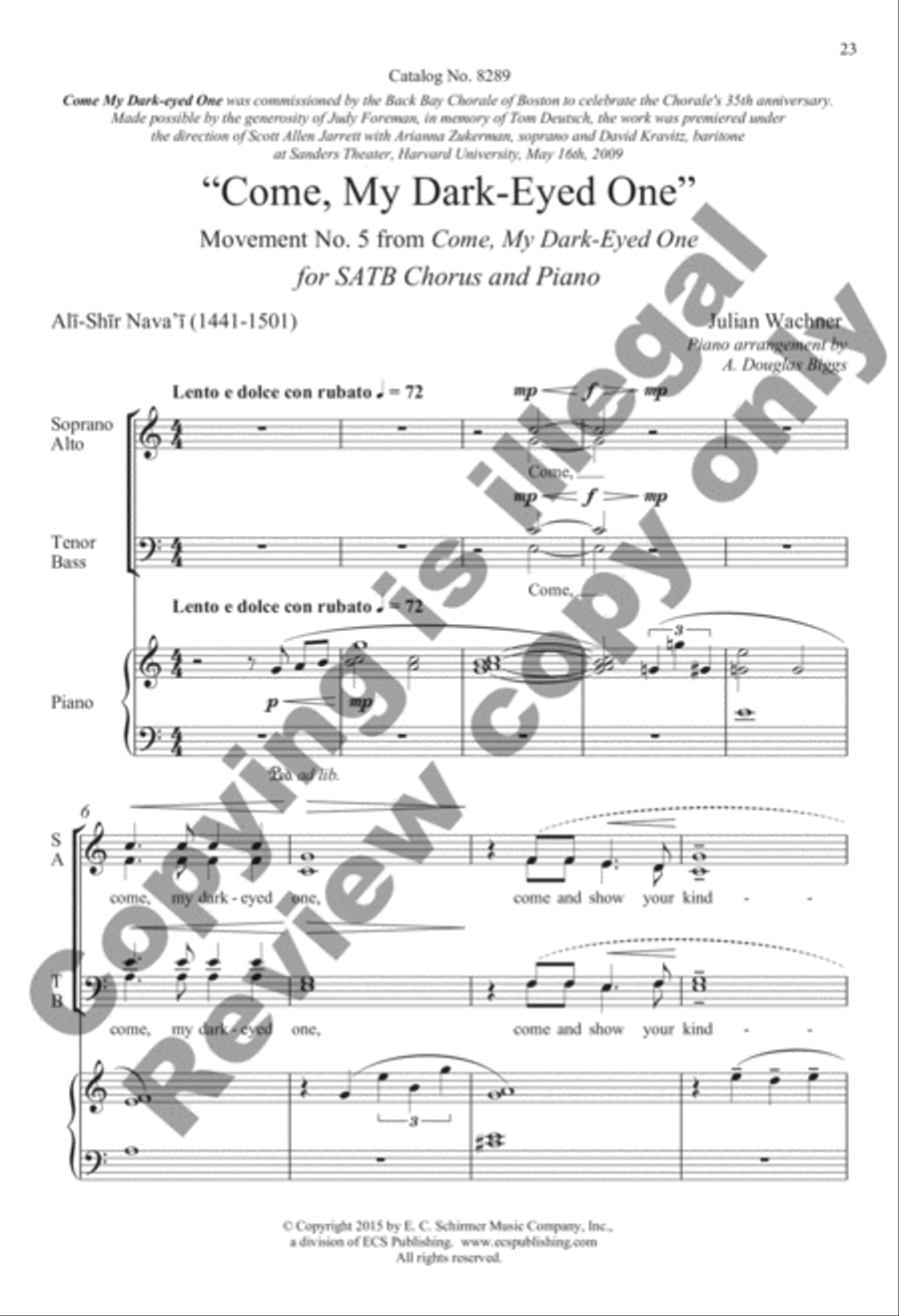 Selected Secular Choral Works of Julian Wachner 4-Part scores gallery preview page 35