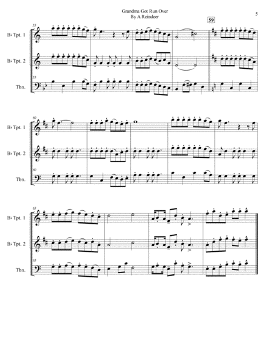 Grandma Got Run Over By A Reindeer Brass Ensemble scores gallery preview page 5