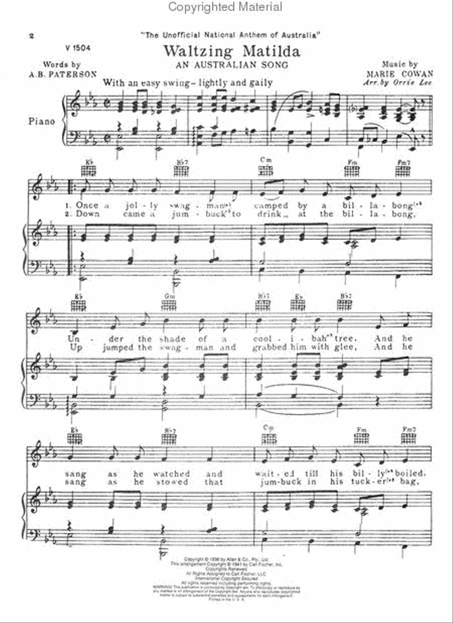 Waltzing Matilda Voice scores gallery preview page 2
