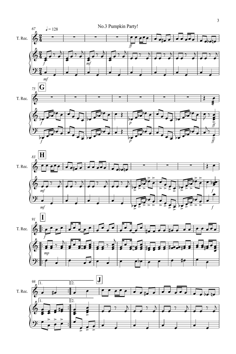 3 Halloween Pieces for Tenor Recorder and Piano Tenor Recorder scores gallery preview page 3
