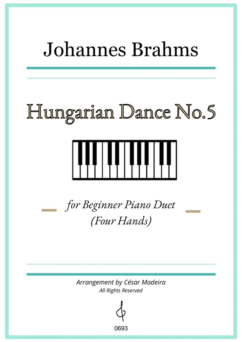 Hungarian Dance No.5 by Brahms - Easy Piano Four Hands (Full Score) image number null