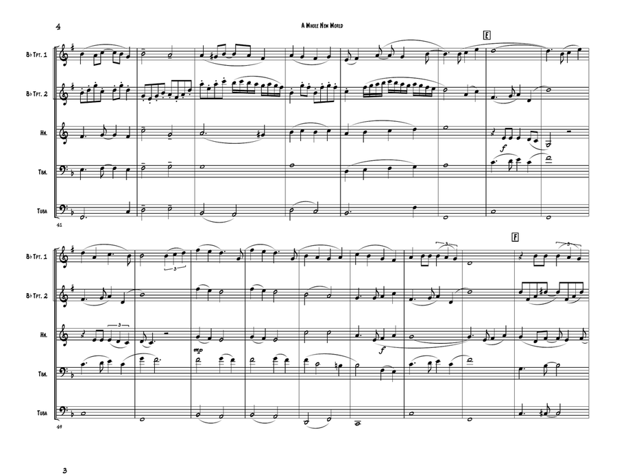 A Whole New World (from 'Aladdin') Brass Ensemble scores gallery preview page 4