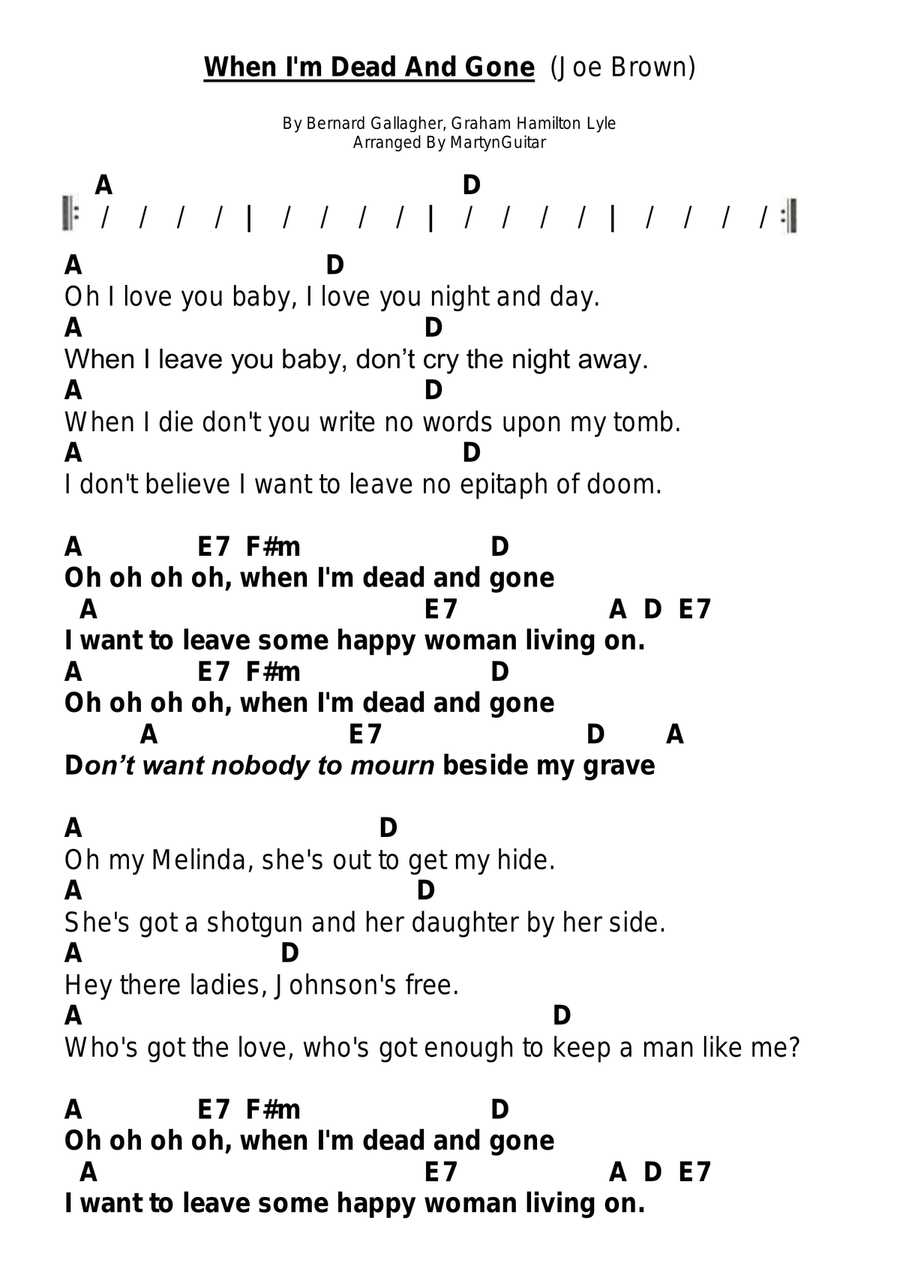 When I'm Dead And Gone Guitar scores gallery preview page 1