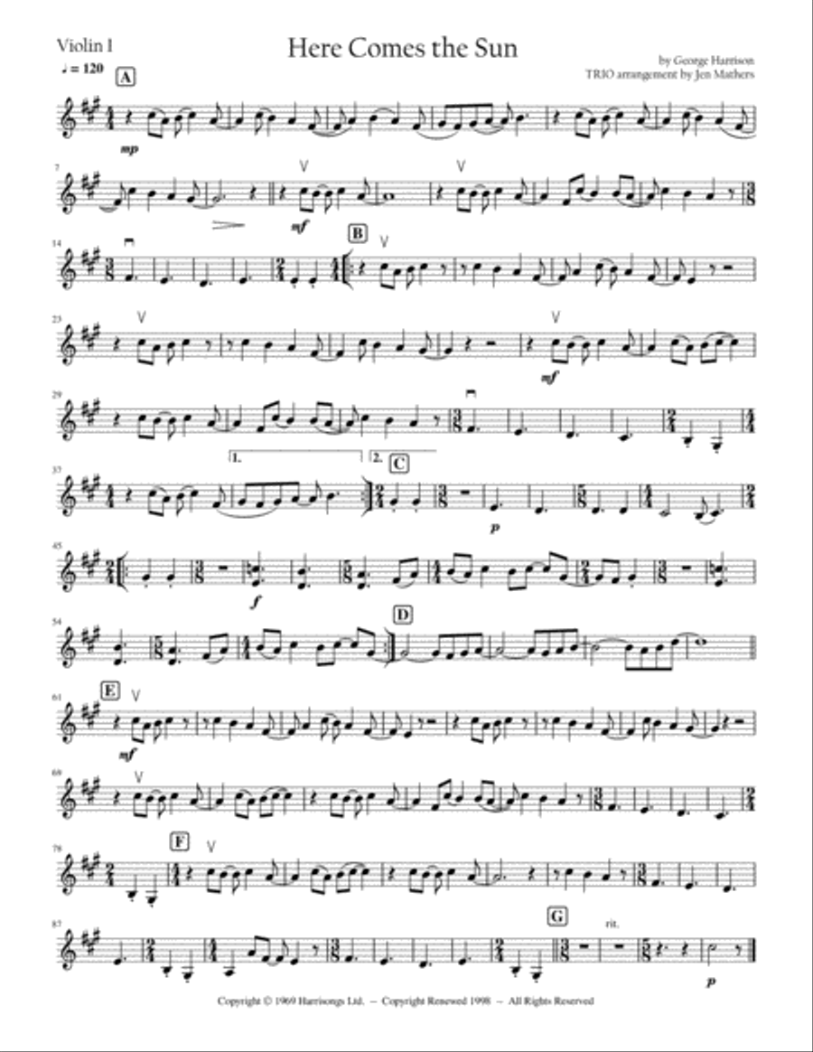 Here Comes The Sun String Trio scores gallery preview page 1