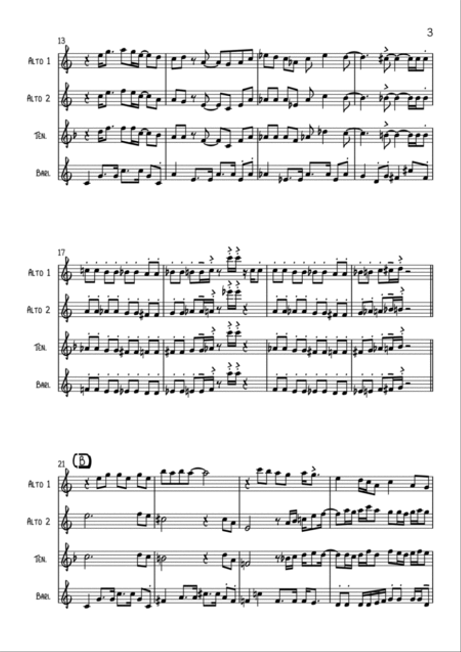 Sir Duke Sir Duke Saxophone Quartet scores gallery preview page 3