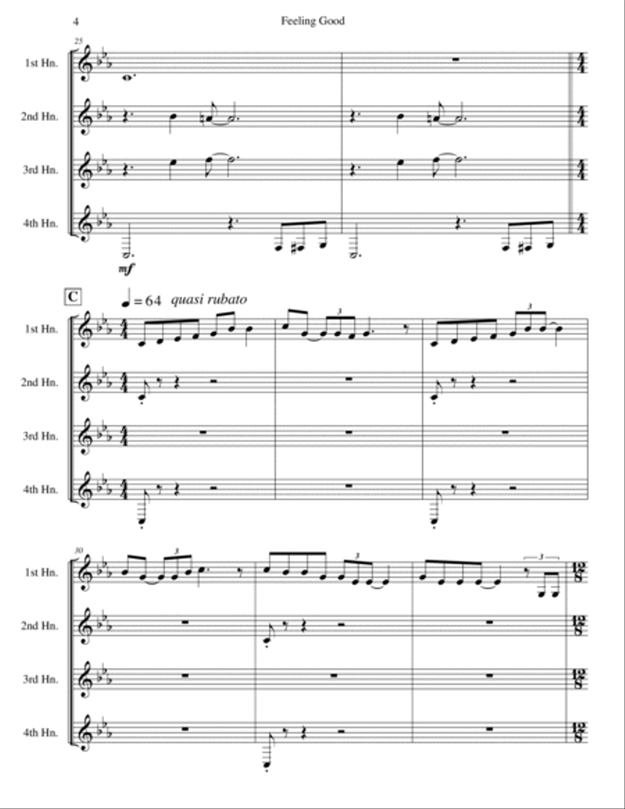Feeling Good Brass Quartet scores gallery preview page 4
