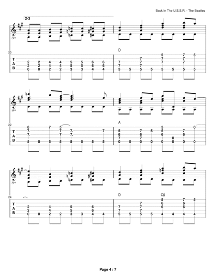 Back In The U.s.s.r. Guitar Solo scores gallery preview page 4