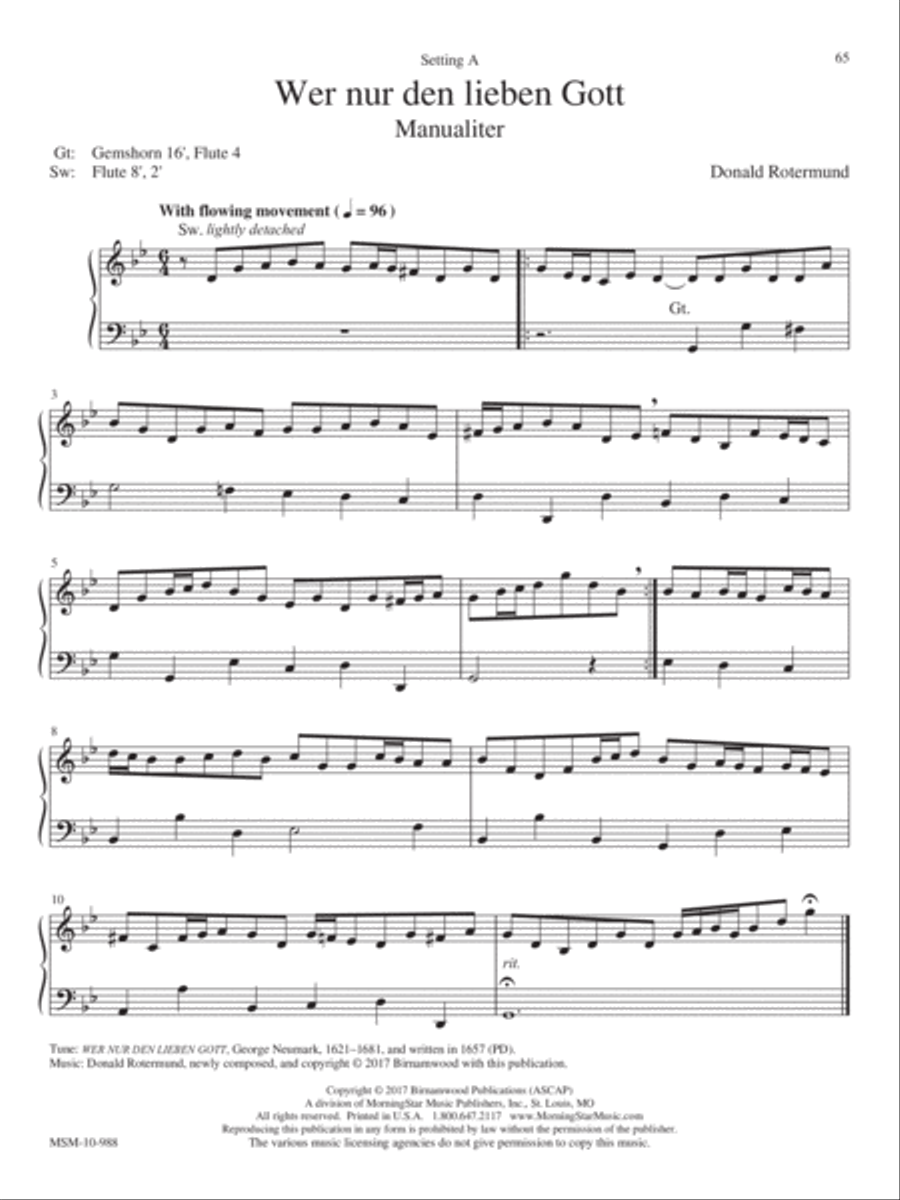 Wer nur den lieben Gott Wer nur den lieben Gott Organ scores gallery preview page 1