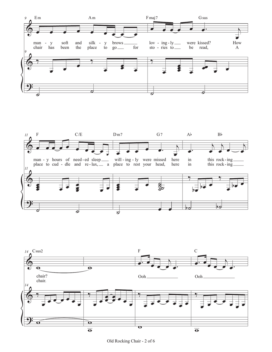 Old Rocking Chair Piano, Vocal scores gallery preview page 2