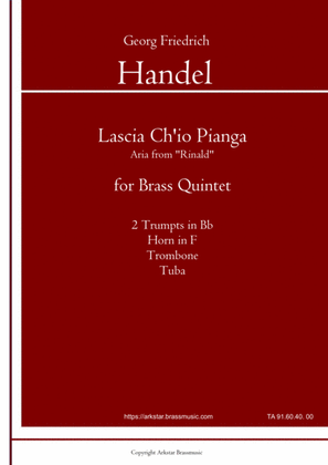 Book cover for Handel: "Lascia Ch'io Pianga" from Rinald (Opera) for Brass Quintet