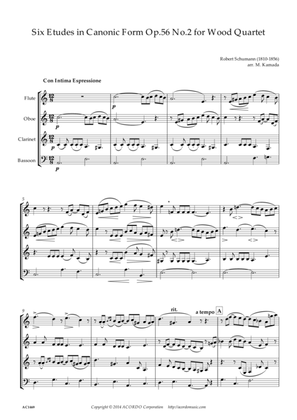 Six Etudes in Canonic Form Op.56 No.2 for Wood Quartet