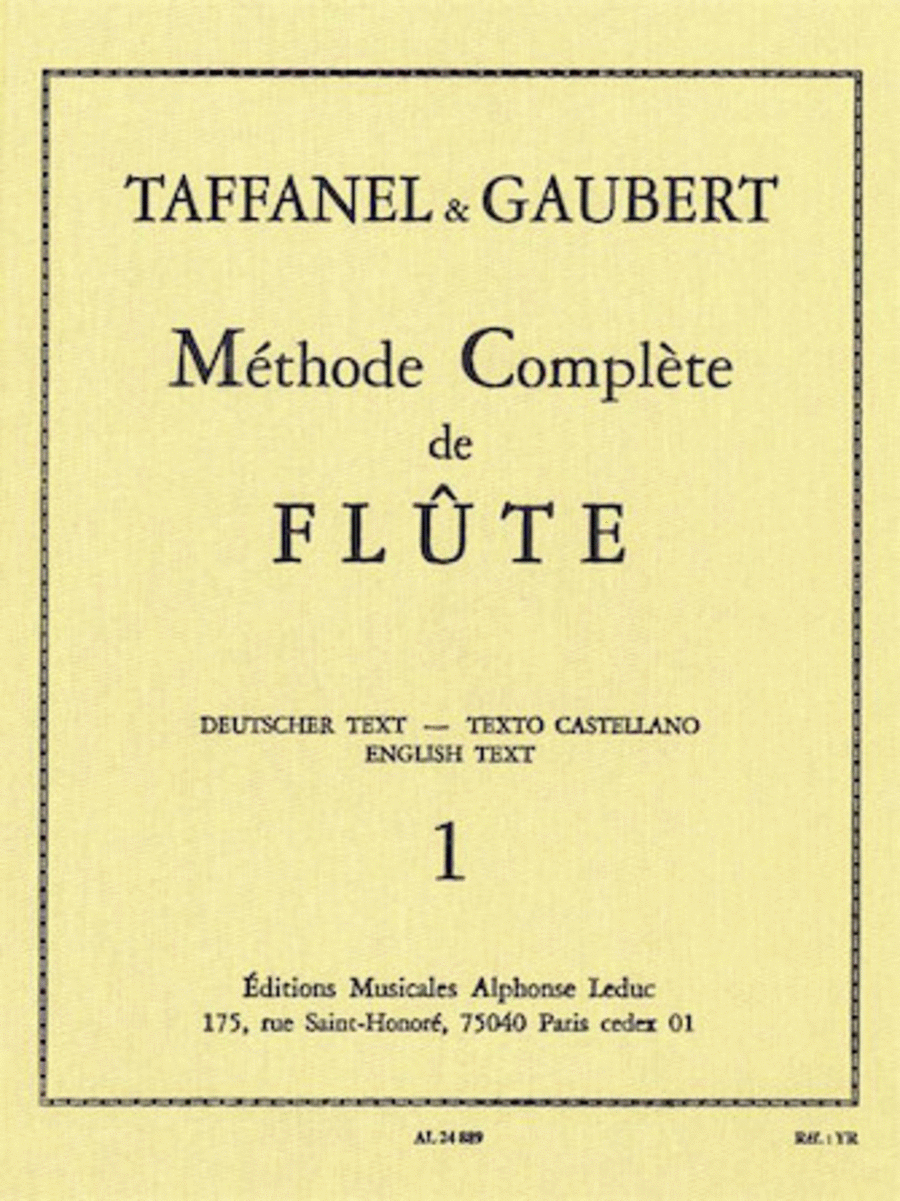 Paul Taffanel Et Philippe Gaubert - Methode Complete De Flute, Vol. 1
