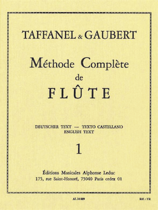 Book cover for Paul Taffanel Et Philippe Gaubert - Methode Complete De Flute, Vol. 1