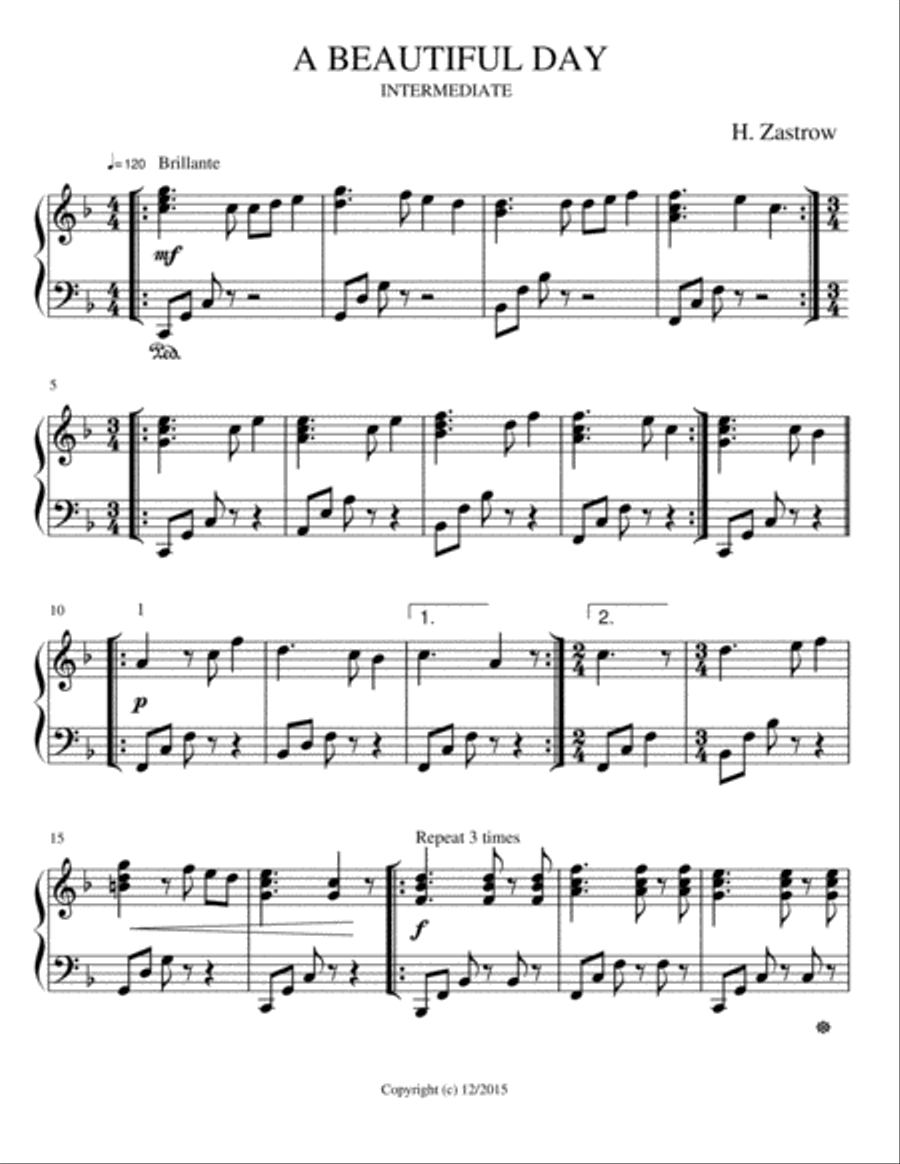 A BEAUTIFUL DAY Piano Method scores gallery preview page 1