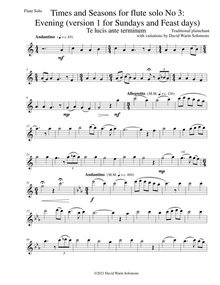 Times and Seasons for flute solo No 3: Evening (version 1 for Sundays and Feast days) image number null