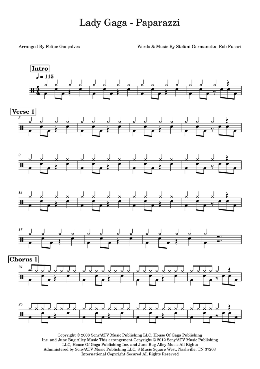 Paparazzi Drum Set scores gallery preview page 1