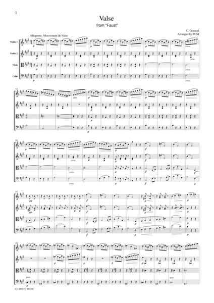 Gounod Valse from Faust, for string quartet, CG001 image number null