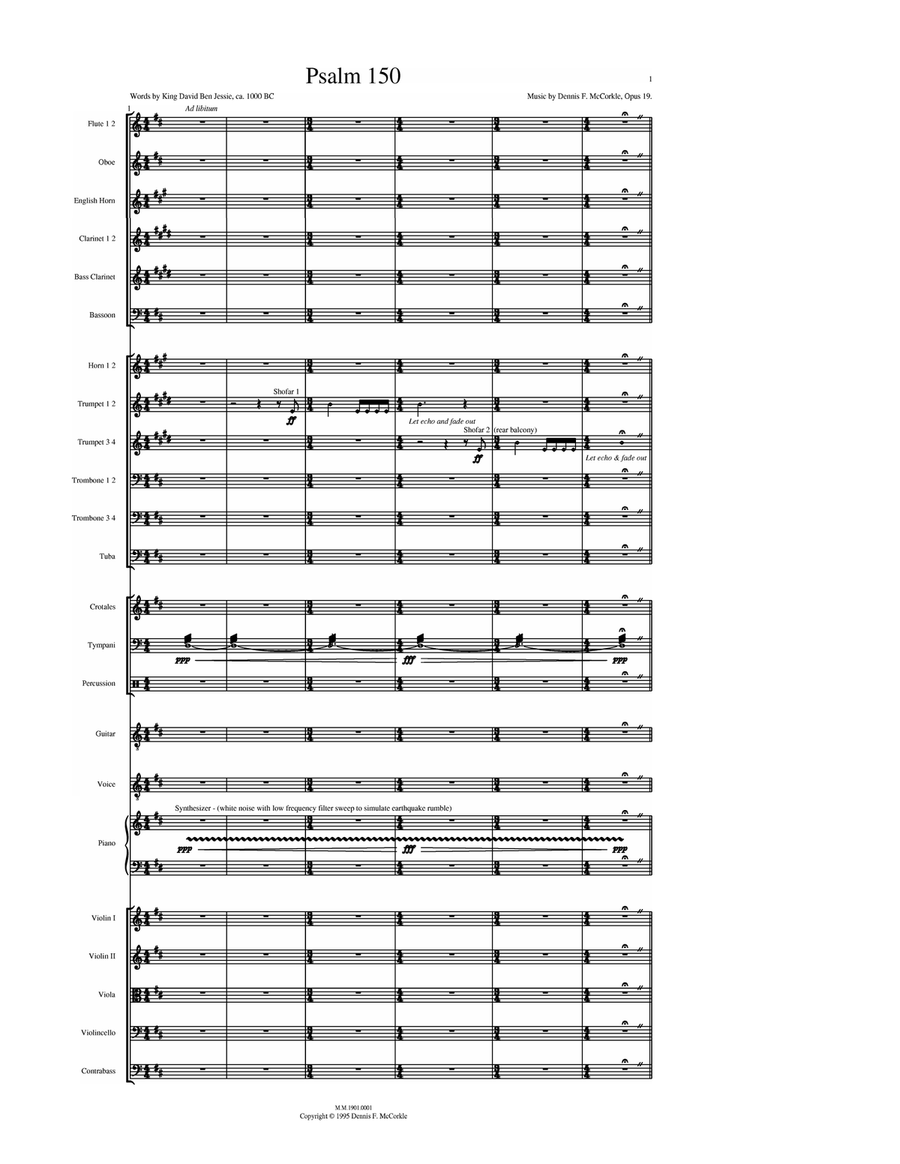 Score: Psalm 150 (for Tenor and Orchestra) Key of D - Score Only String Orchestra scores gallery preview page 1