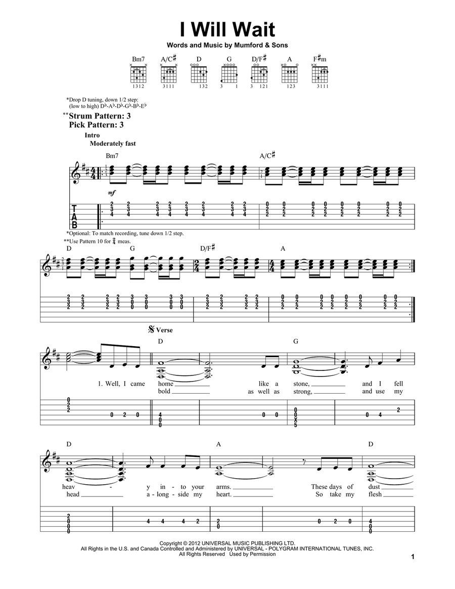 I Will Wait Acoustic Guitar scores gallery preview page 1